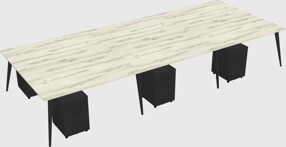 Shared rectangular office desk system