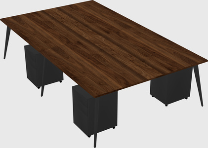 Shared rectangular office desk system