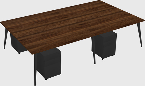 Shared rectangular office desk system