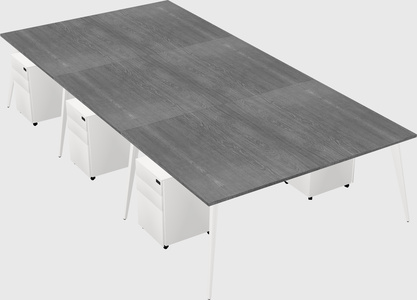 Shared rectangular office desk system