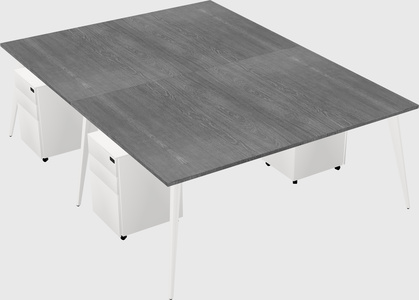 Shared rectangular office desk system