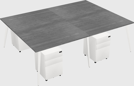 Shared rectangular office desk system
