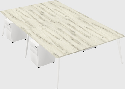 Shared rectangular office desk system