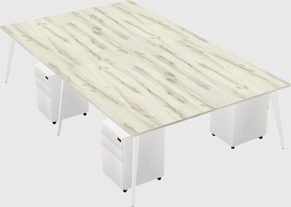 Shared rectangular office desk system
