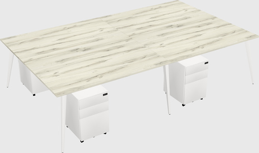 Shared rectangular office desk system