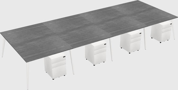 Shared rectangular office desk system