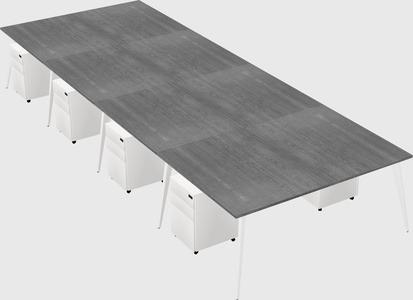 Shared rectangular office desk system