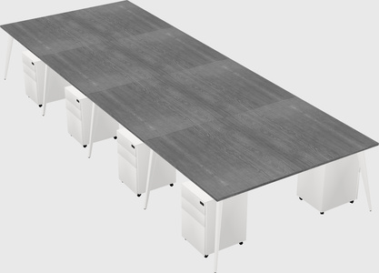 Shared rectangular office desk system