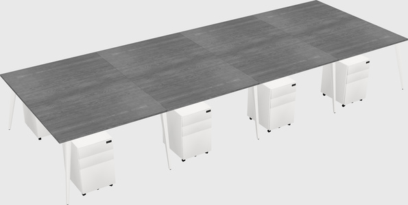 Shared rectangular office desk system