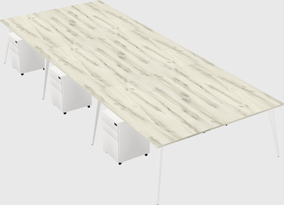 Shared rectangular office desk system