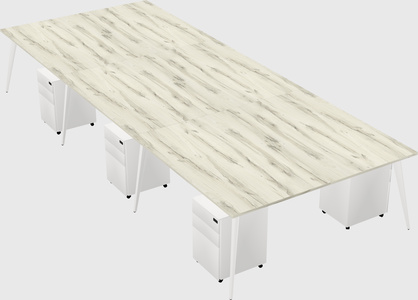 Shared rectangular office desk system