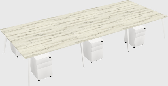 Shared rectangular office desk system