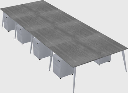 Shared rectangular office desk system