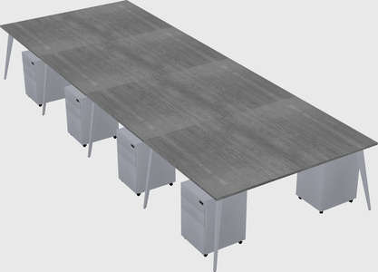 Shared rectangular office desk system