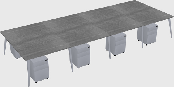 Shared rectangular office desk system
