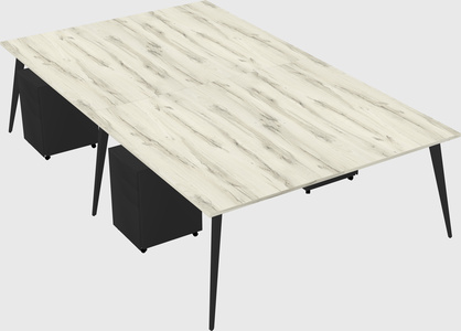 Shared rectangular office desk system