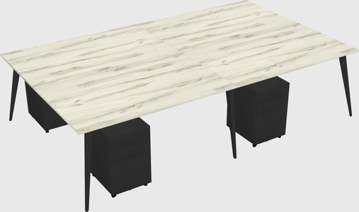 Shared rectangular office desk system