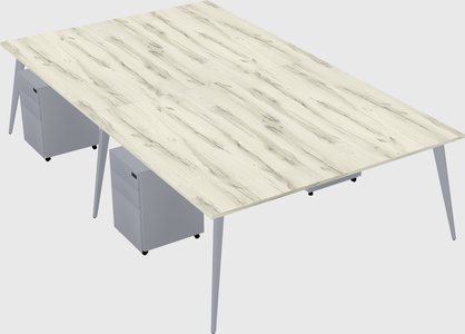 Shared rectangular office desk system
