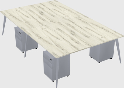 Shared rectangular office desk system