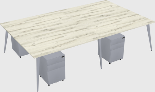 Shared rectangular office desk system