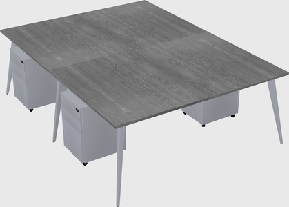Shared rectangular office desk system