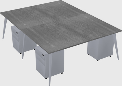 Shared rectangular office desk system