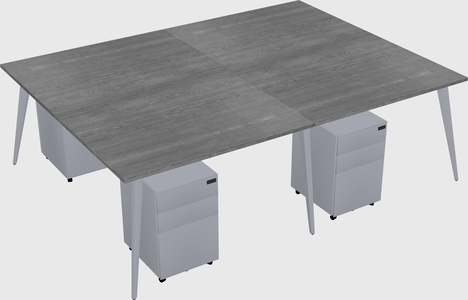 Shared rectangular office desk system
