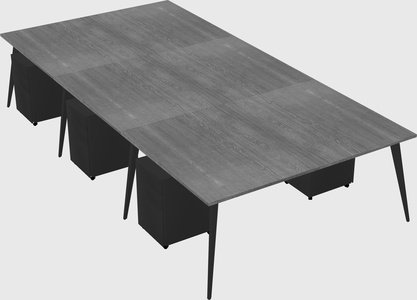 Shared rectangular office desk system