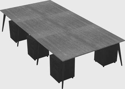 Shared rectangular office desk system