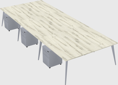 Shared rectangular office desk system
