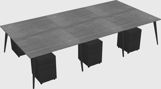 Shared rectangular office desk system