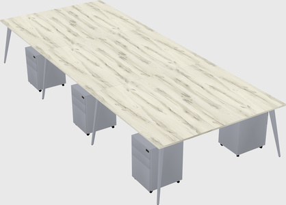 Shared rectangular office desk system