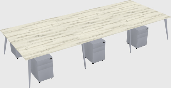 Shared rectangular office desk system