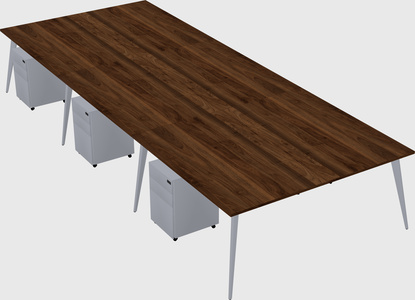 Shared rectangular office desk system