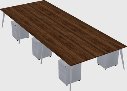 Shared rectangular office desk system