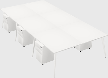Shared rectangular office desk system