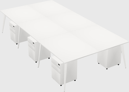 Shared rectangular office desk system