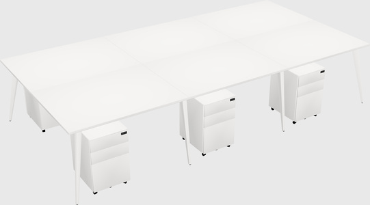 Shared rectangular office desk system