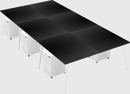 Shared rectangular office desk system