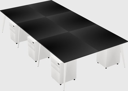 Shared rectangular office desk system