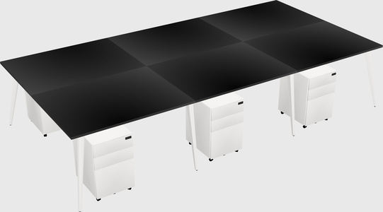 Shared rectangular office desk system