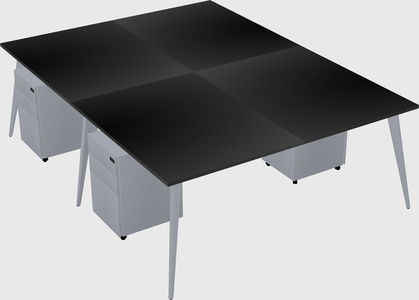 Shared rectangular office desk system