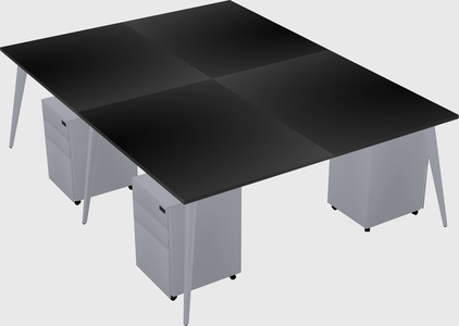 Shared rectangular office desk system