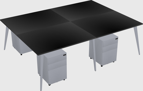 Shared rectangular office desk system