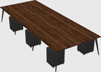 Shared rectangular office desk system