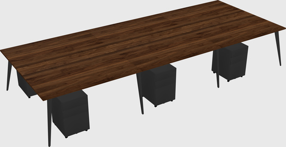 Shared rectangular office desk system