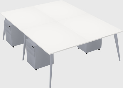 Shared rectangular office desk system