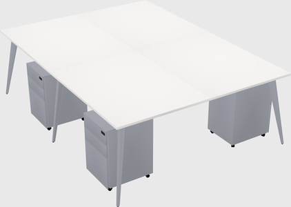 Shared rectangular office desk system