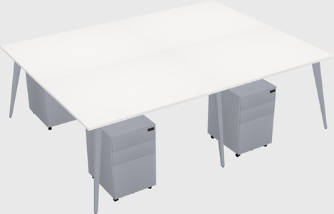 Shared rectangular office desk system