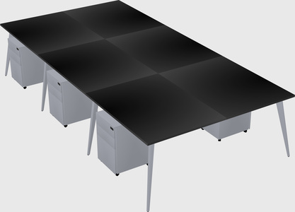 Shared rectangular office desk system